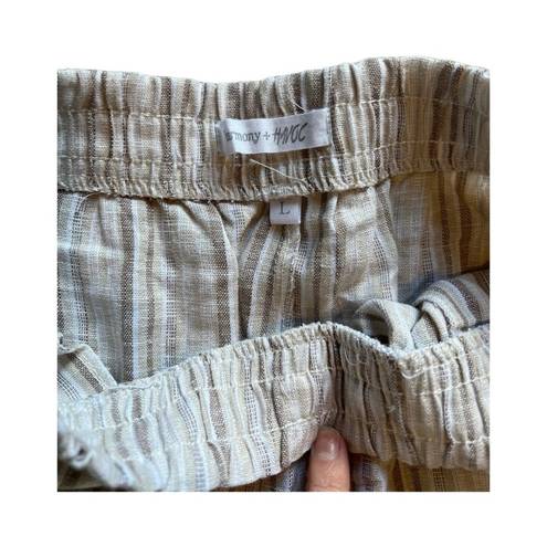 Harmony & Havoc  NEW Striped Linen Pull On Boho Straight Pants Size L