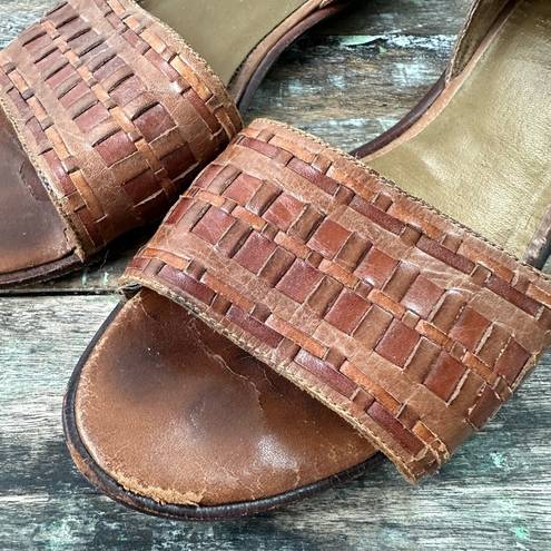 Krass&co G.H. Bass & . Tailored Vintage Leather Woven Sandals Size 7.5