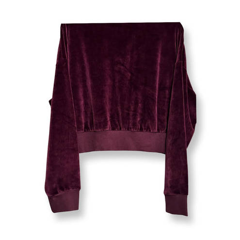 Abound  Womens Cropped Sweatshirt Maroon Velvet 1/4 Zip Stretch Plus 1X New