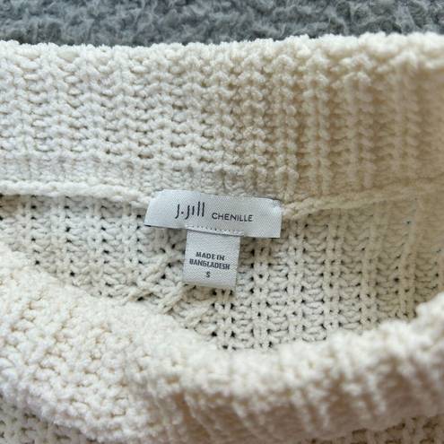 J.Jill  Chenille Sweater Womens Small Off White Mock Neck Cable Knit Tunic