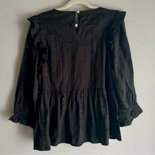 Universal Threads Universal Thread Embroidered Peplum Long Sleeve Ruffle Blouse Size Large