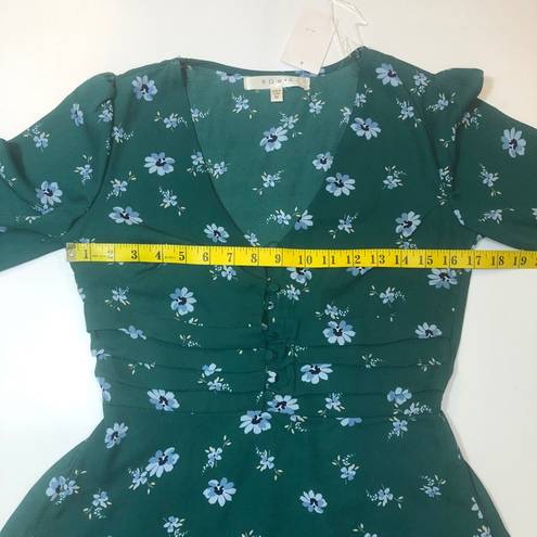 The Row  A Teal Floral Ruched Waist mini Dress