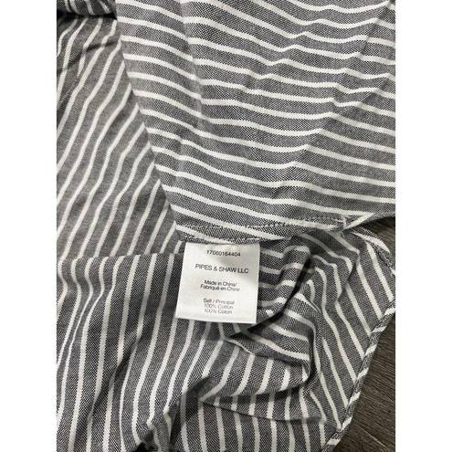 Veronica Beard  Womens Grant Cold Shoulder Top V Neck Front Button Striped - 2