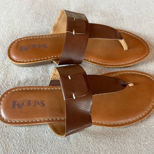 Kork-Ease Korks Dawn Brown Leather Sandal Thong Slide On NEW Size 9