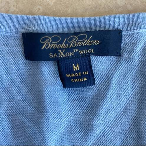 Brooks Brothers  Women Size M Lightweight Blue Merino Wool Crew Neck Sweater