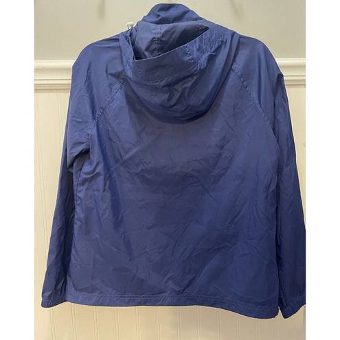 L.L.Bean  Women's Lightweight Windbreaker Small Nylon Rain Jacket Blue Hidden Hood