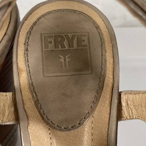 Frye Women's  Corrina stitch Taupe Leather Sling Back Wedge Sandals Sz 8.5M