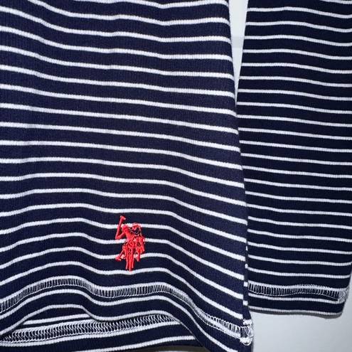 U.S. Polo Assn. striped long sleeve ribbed thermal shirt Navy & White medium NWT