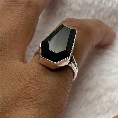Onyx 925 Silver Natural Black  Gemstone Coffin For Men Woman Ring Size - 8-RGN -785