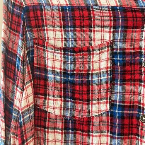 Miami  Red, White & Blue Plaid Flannel—Size XS