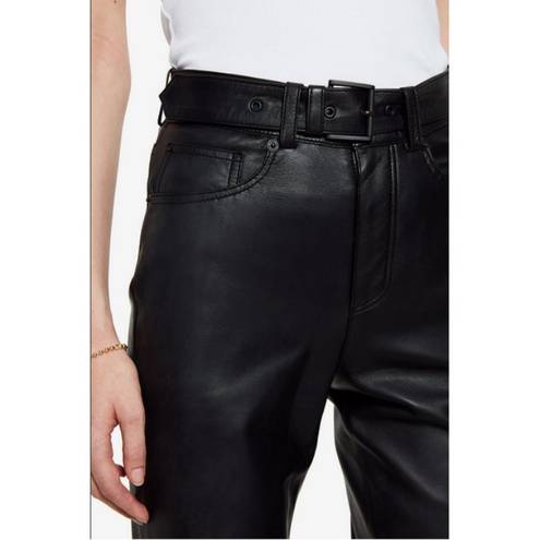 ANINE BING 💕💕 Connor Pant ~ 100% Leather Belted Straight Leg Black Small S NWT