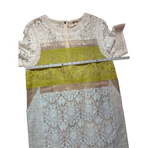 Rebecca Taylor  Runway Patchwork Sheer-Inset Lace Silk Dress Sz 12