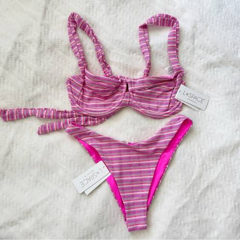 l*space NWT  Camellia Top & Cabana Bitsy Bottom Bikini Set in Electric Pink sz M