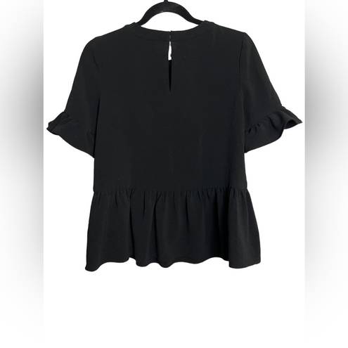 Kate Spade  Linda Black Ruffle Peplum Top