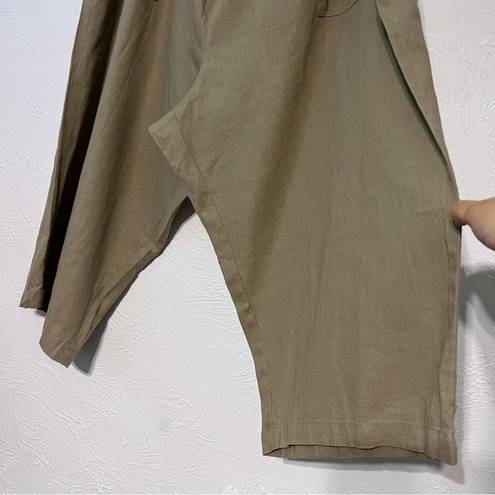 ELLOS Women's Plus Size Beige Linen Blend Casual Resort Beach Crop Pants 30 3X