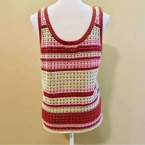 a.n.a  Red and Beige Crochet Sweater Vest Cardigan Large NWT NEW!