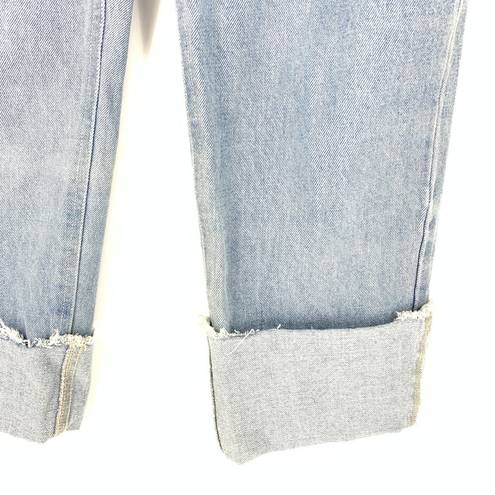 Oak + Fort  Women's Size 27 High Rise Cuffed Straight Jeans Blue Light Wash