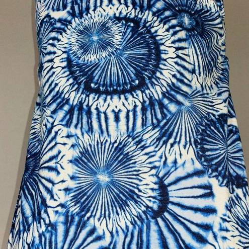 Tommy Bahama  Womens Small S Sleeveless Blue White Bohemian Print Ruched Top