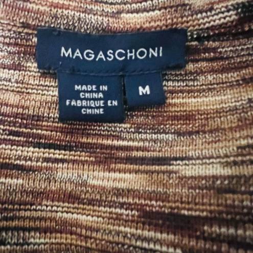 Magaschoni  Womens Brown Notch Lapel Textured Single Breasted Blazer Size Medium