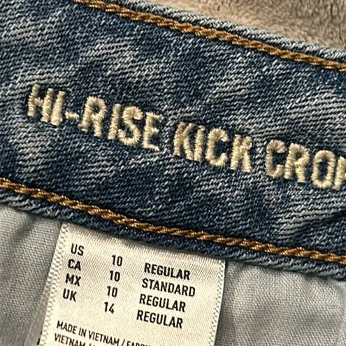 American Eagle  Stretch Hi Rise Kick Crop Jeans Size 10 Distressed