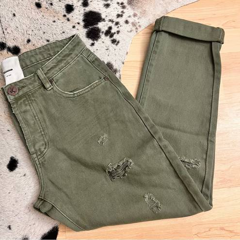 One Teaspoon Messed Up Saints Boyfriend Jeans Size 25 Military Khaki NWOT