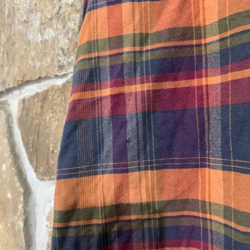 Tommy Hilfiger Vintage Orange/Blue Plaid  Flannel w/ Embroidered Crest