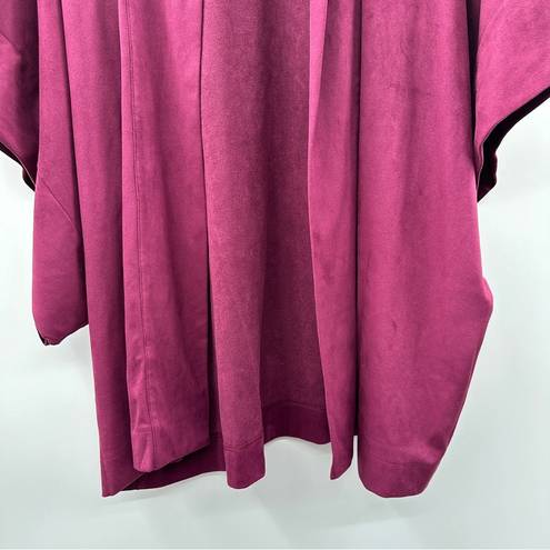 Natori  Faux Suede Burgundy Cropped Kimono Half Sleeve Topper Size L