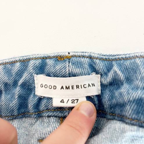 Good American  The Weekender Girlfriend Distressed Slim Jeans Light Wash Blue 4