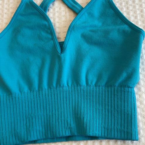 Free People NEW!  Movement GOOD KARMA Crop Top Bra Size XS/S Turquoise Blue