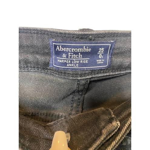 Harper Abercrombie Fitch  Low Rise Raw Ankle Stretch Skinny Jean 25 Short Black