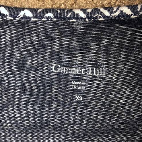 Garnet Hill  Brianna Faux Wrap V-Neck Surplice Dress 3/4 Sleeve Blue Chevron XS