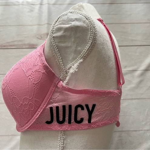 Juicy Couture  Padded Pink Lace Adjustable Straps Women’s Cup Size 38DD Barbie