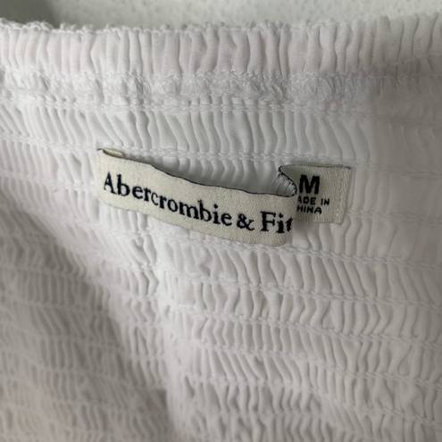 Abercrombie & Fitch Medium White Puff Short Sleeve Peplum Top Smock Back