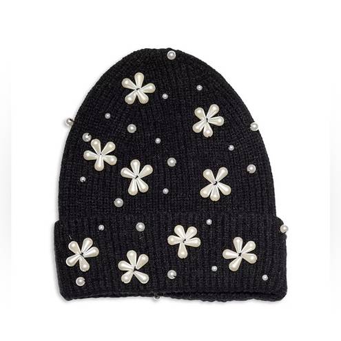 Lele Sadoughi  Pearl Snowflake Knit Beanie, Black New w/Tag & DustBag Retail $175