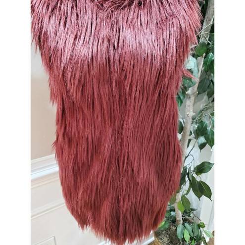 Romeo + Juliet Couture Romeo & Juliet Women Pink 100% Acrylic Couture Plum Faux Fur Vest Jacket Size L