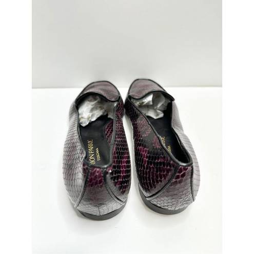 PARKE Marion  Shoes Womens Size 6.5US Python Snakeskin Loafers Purple Black