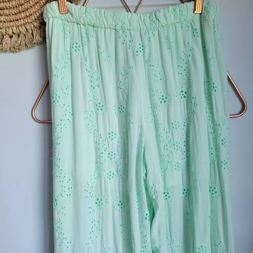 Young Fabulous and Broke , New, Green Tie Front Eyelet Geneva Beach Pants Medium