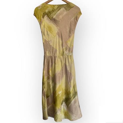 Natori 💛 Vintage Josie  Yellow and Tan Cowl Neck Silk Dress