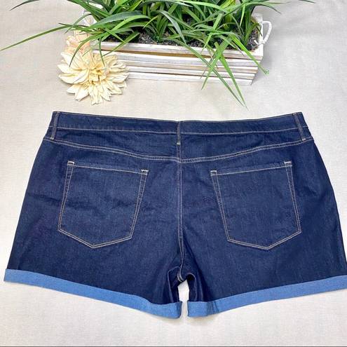 Ava & Viv  MIDI Jean Shorts Stretchy Dark Blue Plus Size 26