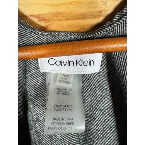 Calvin Klein  Women's Striped/Plaid Shawl Poncho Wrap in Dark & Light Gray