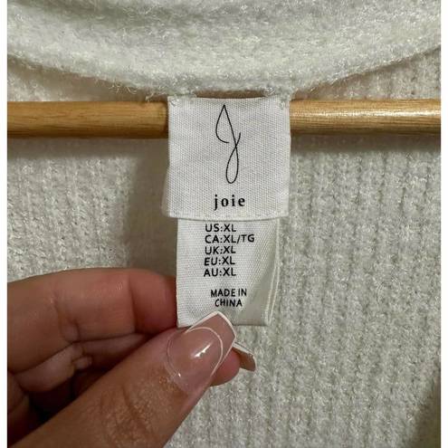 Joie  Women's Knitted Sweater White Button Front Cardigan Soft Fuzzy V-Neck XL