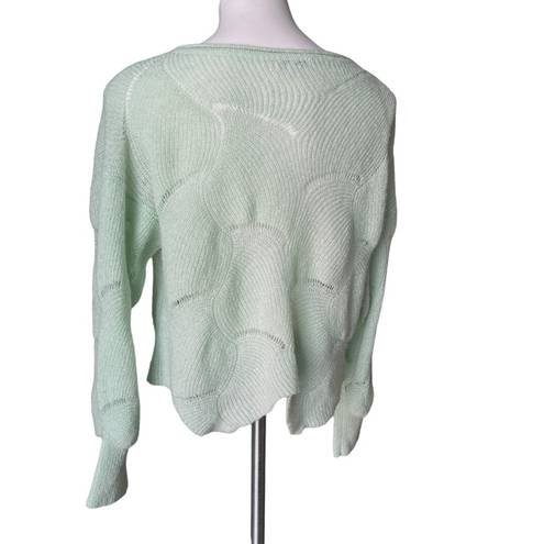 FATE. Cropped Cut Out Drop Bishop Sleeve Scalloped Hem Sweater, Sz S