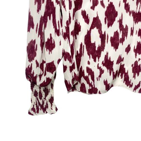 Isabel Marant  etoile Yoshi IKAT silk burgundy puff sleeve blouse top sz 36