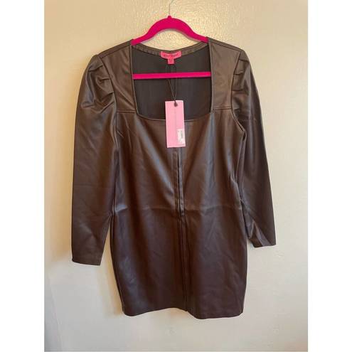 Betsey Johnson  | Hook Front Faux Leather Mini Dress | size 12