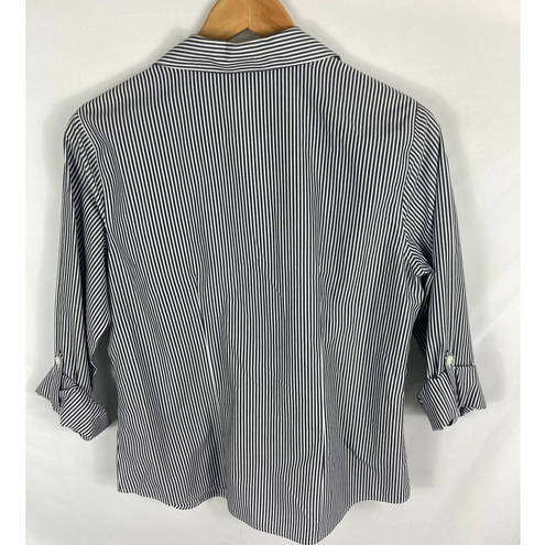 Chico's  No Iron Stripe button Down Shirt Size 1 / Medium