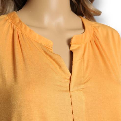 Cable & Gauge  Dolman Short Sleeve Top Split Neck Light Yellow Orange Size S