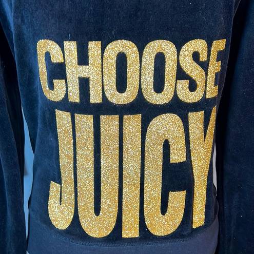 Juicy Couture Y2K  Black VELOUR Jacket CHOOSE JUICY GOLD BLING Sz L