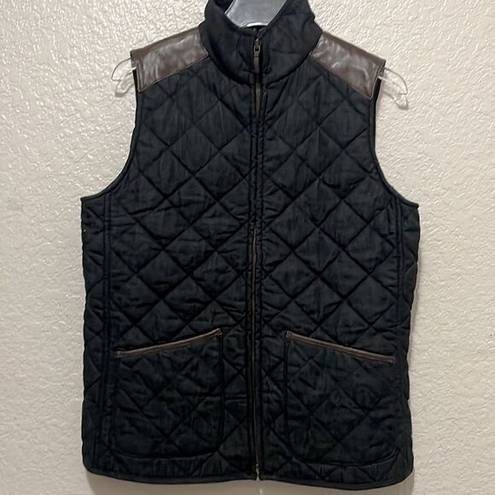 Krass&co Lauren Jeans  Western Quilted Denim Vest With Leather Trim Size Medium