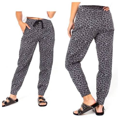 Celebrity Pink  Junior Ladies High Rise Grey Leopard Print Stylish Jogger SZ XS