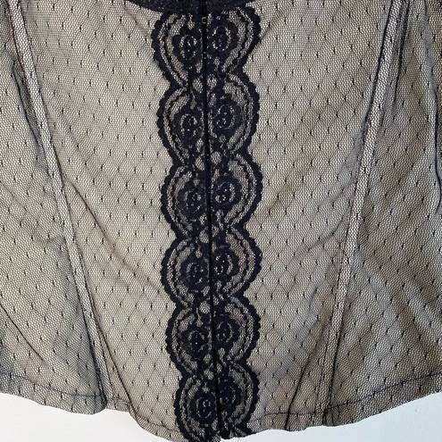 Frederick's of Hollywood  Corset Bustier Sexy Top Lace Mesh Medium Black Y2K Vtg